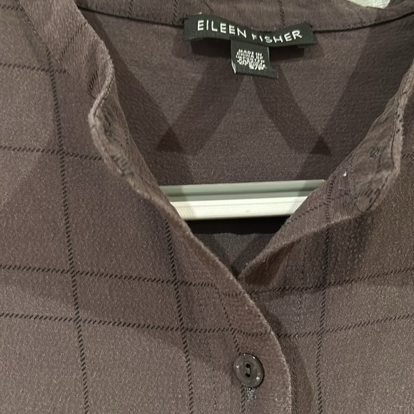 Eileen Fisher Twill Plaid Mandarin Collared Shirt Dress Womens Size Small - Picture 8 of 13